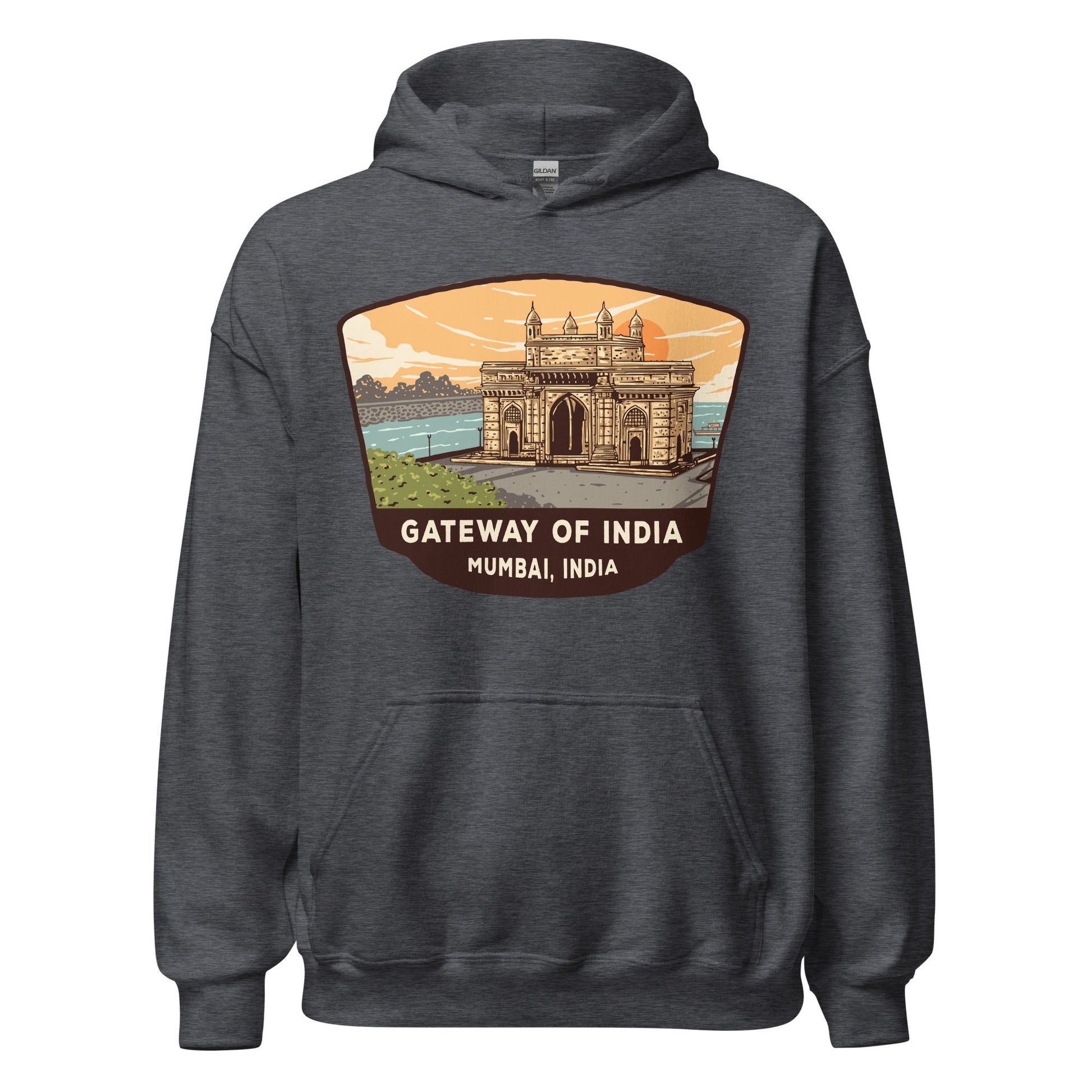 Gateway Of India Unisex Hoodie Dark Heather / S Landmark