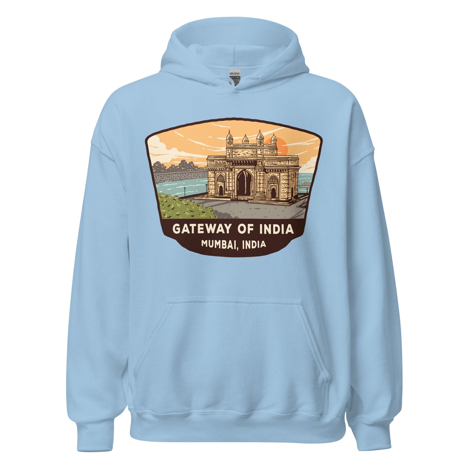 Gateway Of India Unisex Hoodie Light Blue / S Landmark