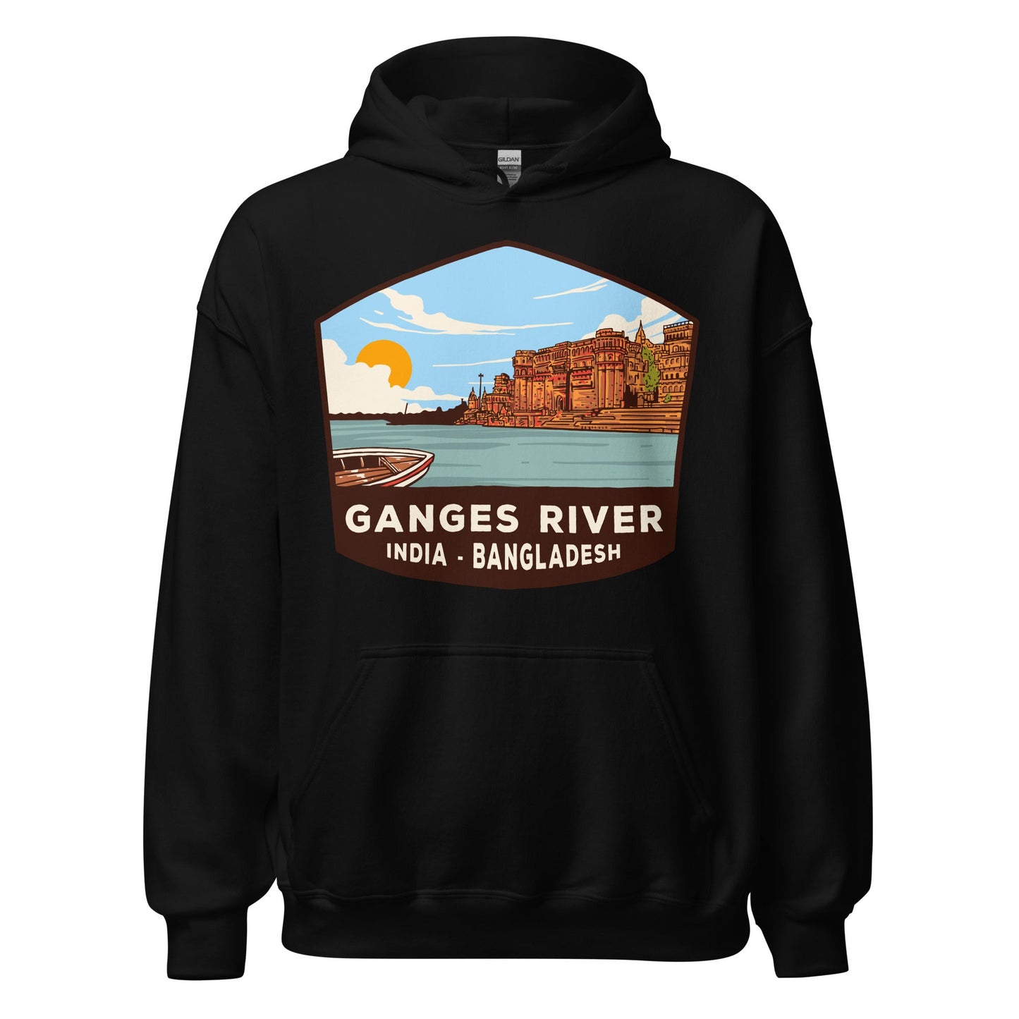 Ganges River Unisex Hoodie Black / S Landmark