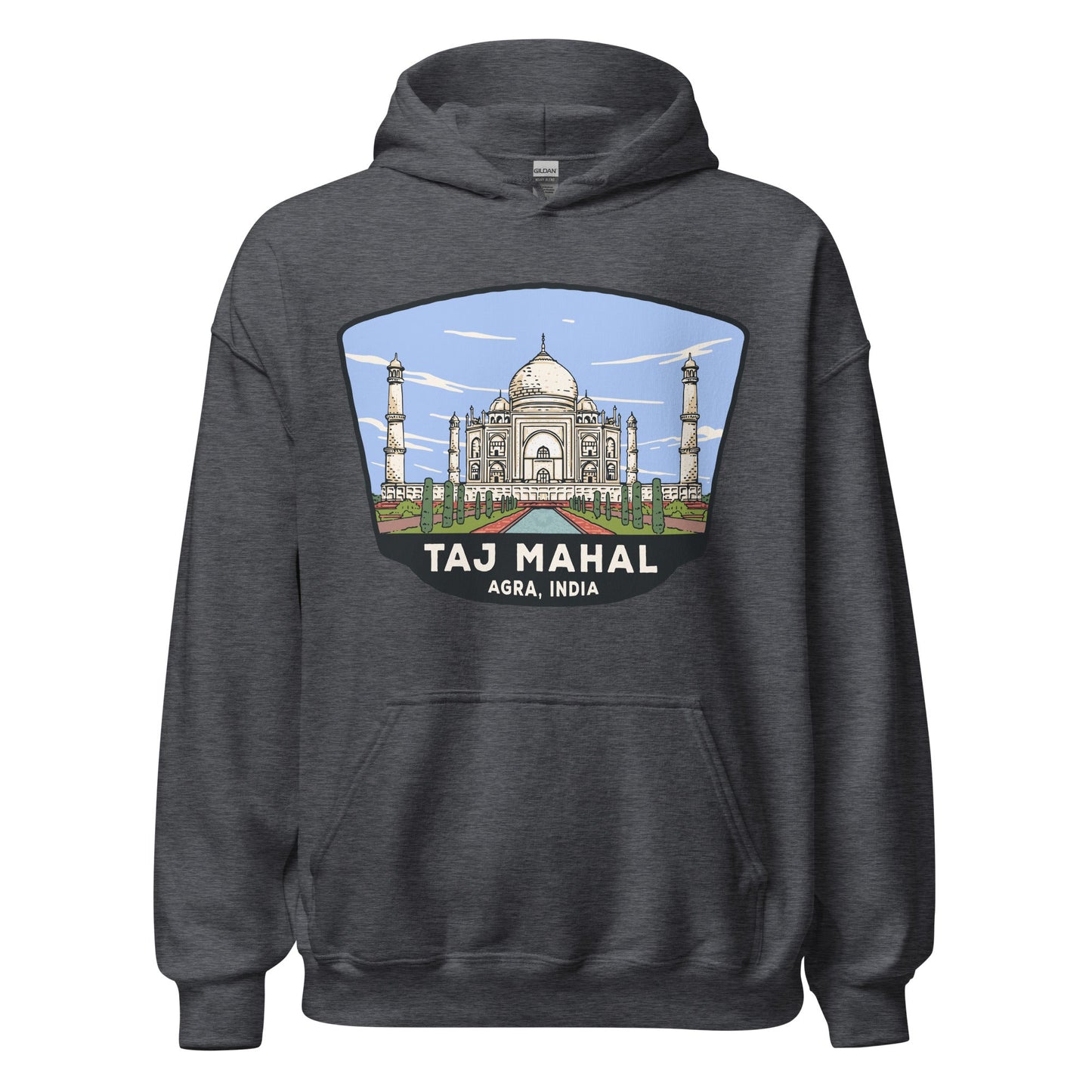 Taj Mahal Unisex Hoodie Dark Heather / S Landmark