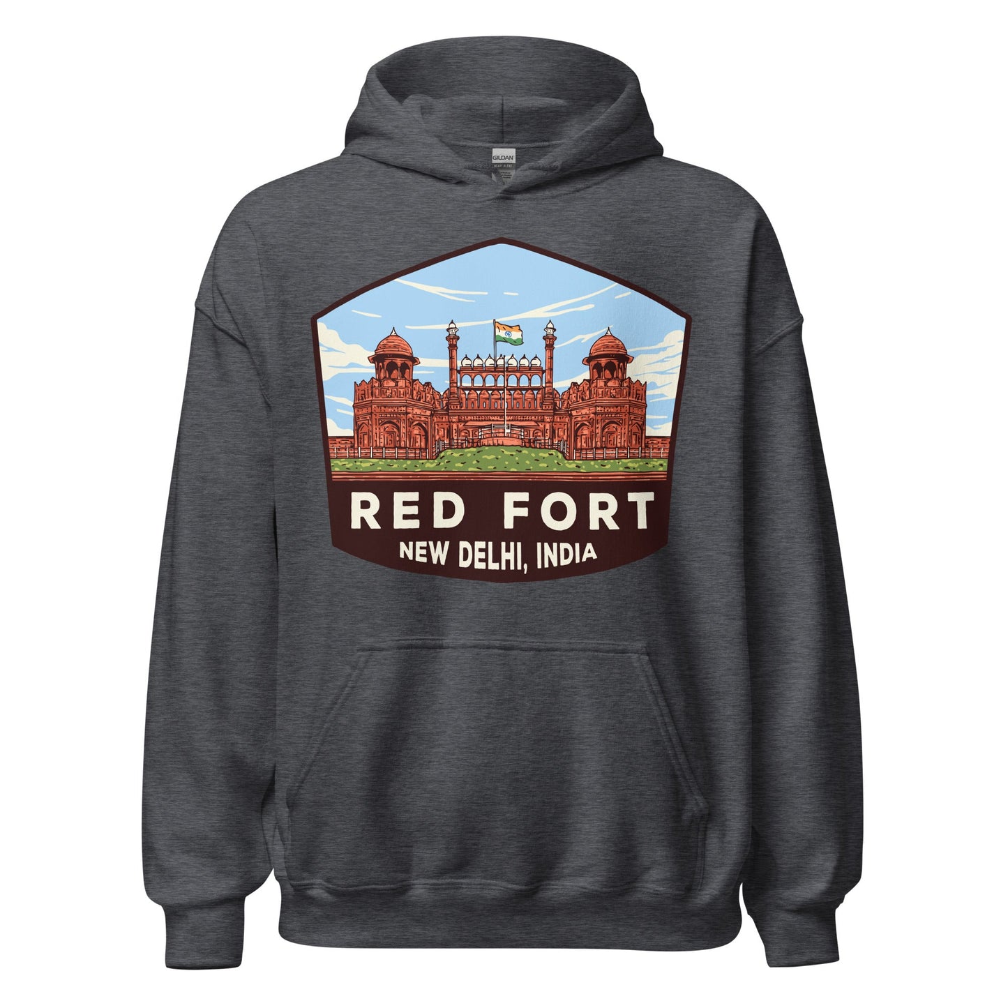 Red Fort Unisex Hoodie Dark Heather / S Landmark