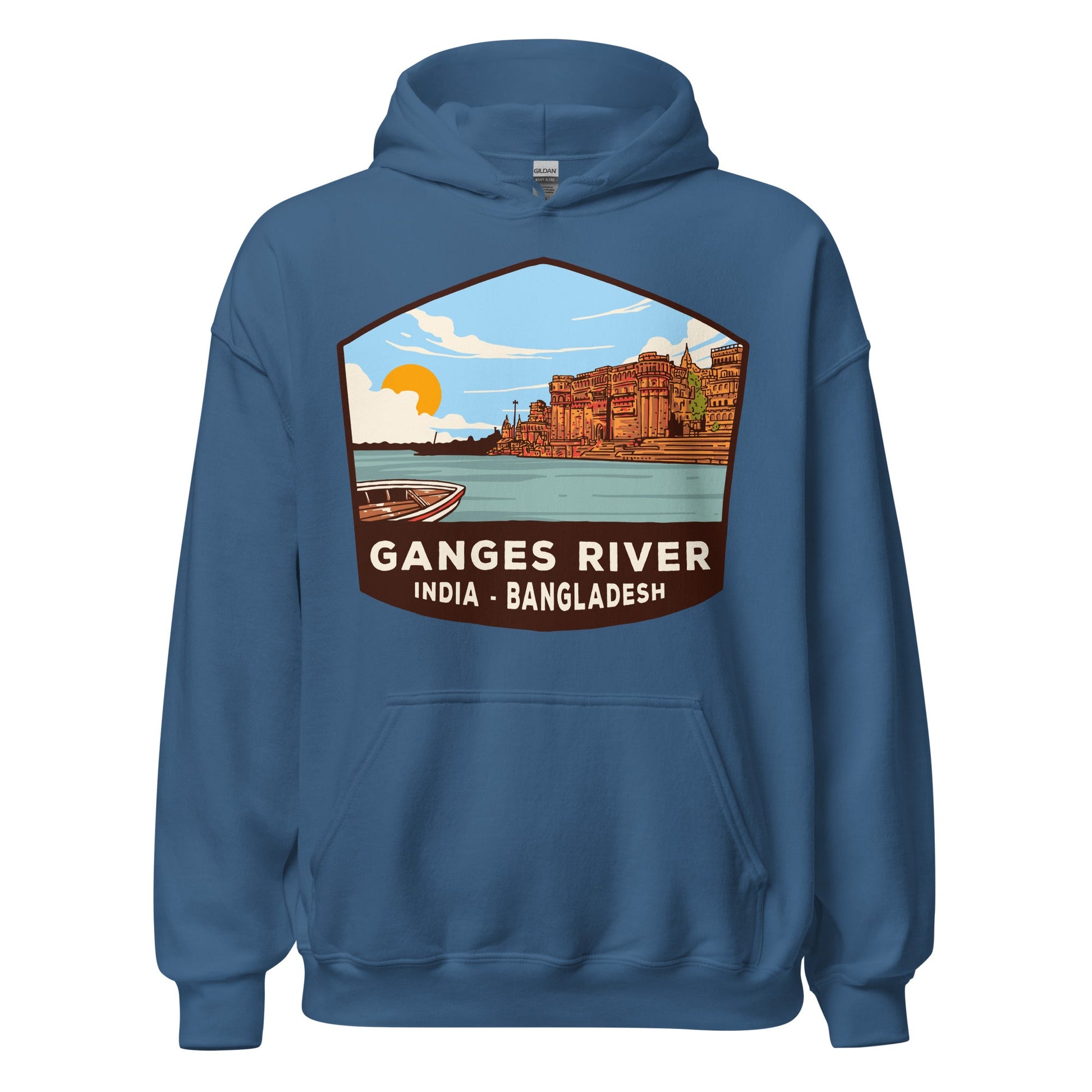 Ganges River Unisex Hoodie Indigo Blue / S Landmark