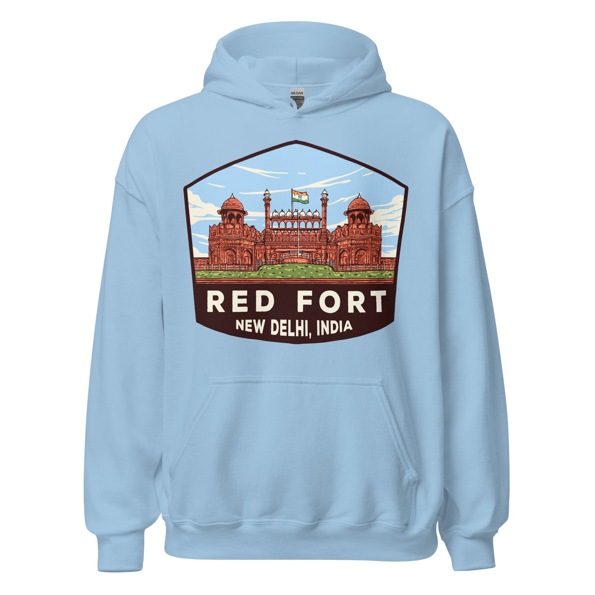 Red Fort Unisex Hoodie Light Blue / S Landmark