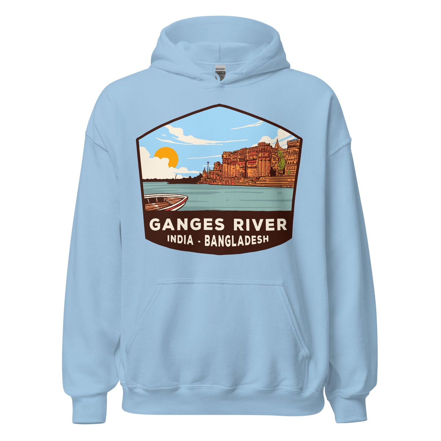 Ganges River Unisex Hoodie Light Blue / S Landmark