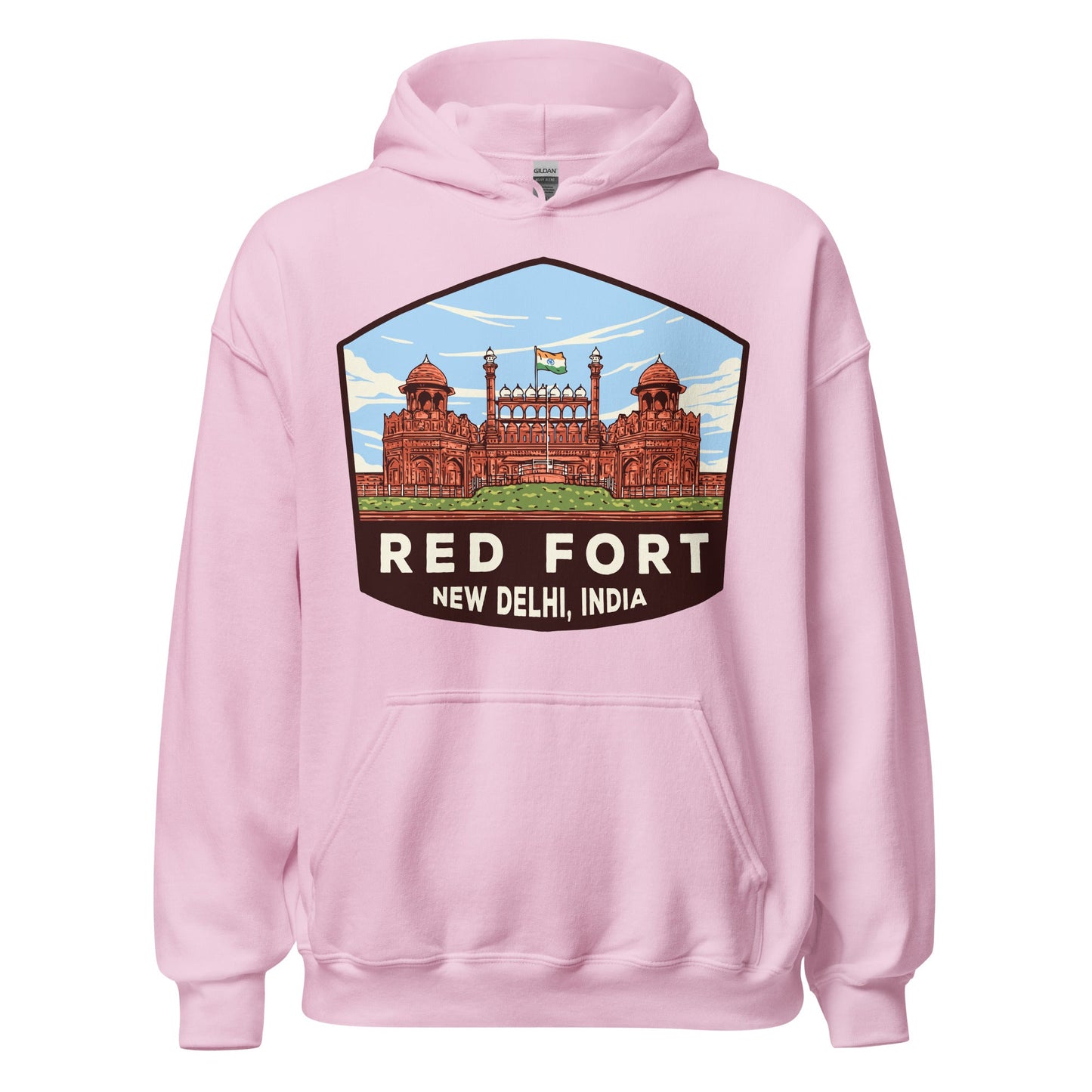 Red Fort Unisex Hoodie Light Pink / S Landmark