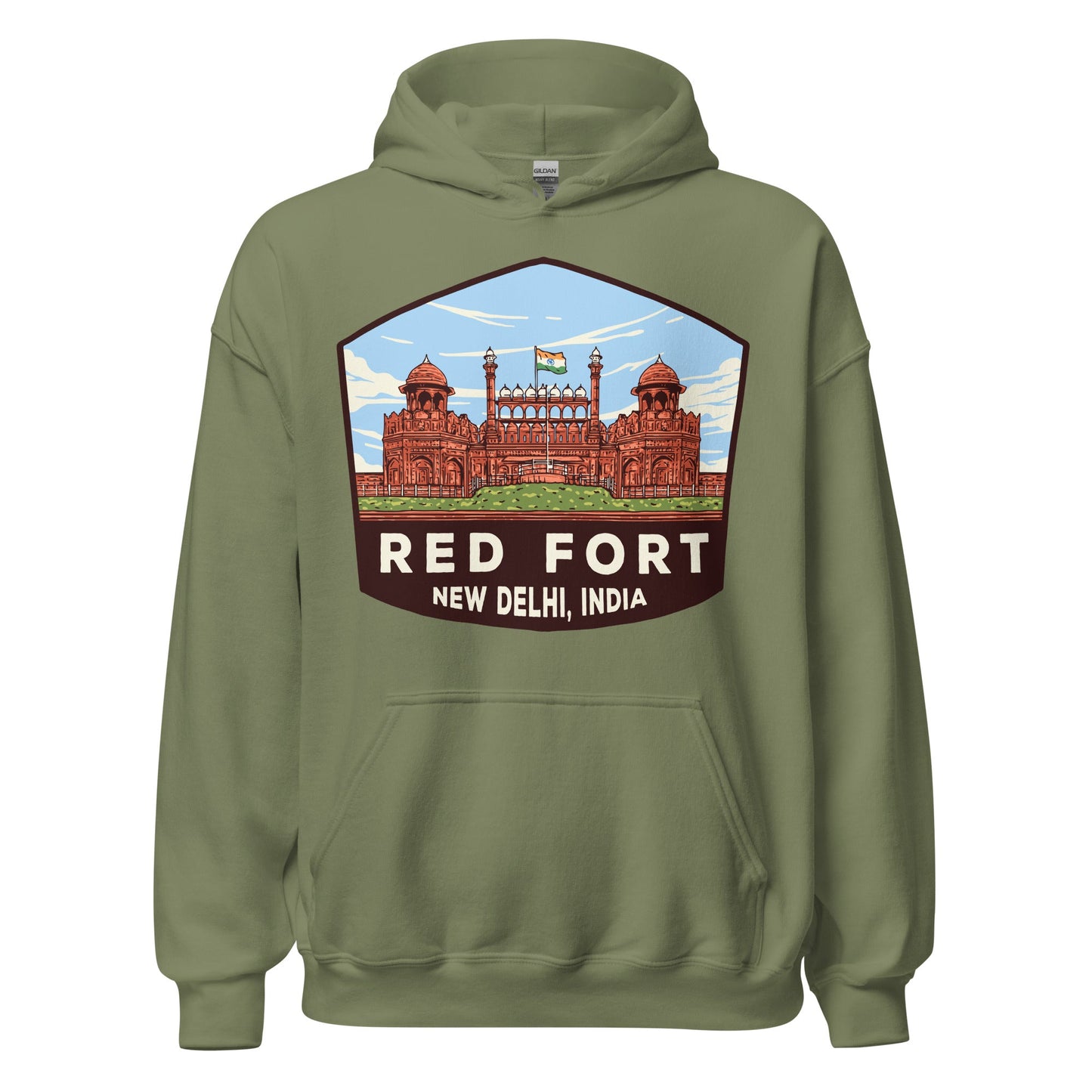 Red Fort Unisex Hoodie Military Green / S Landmark