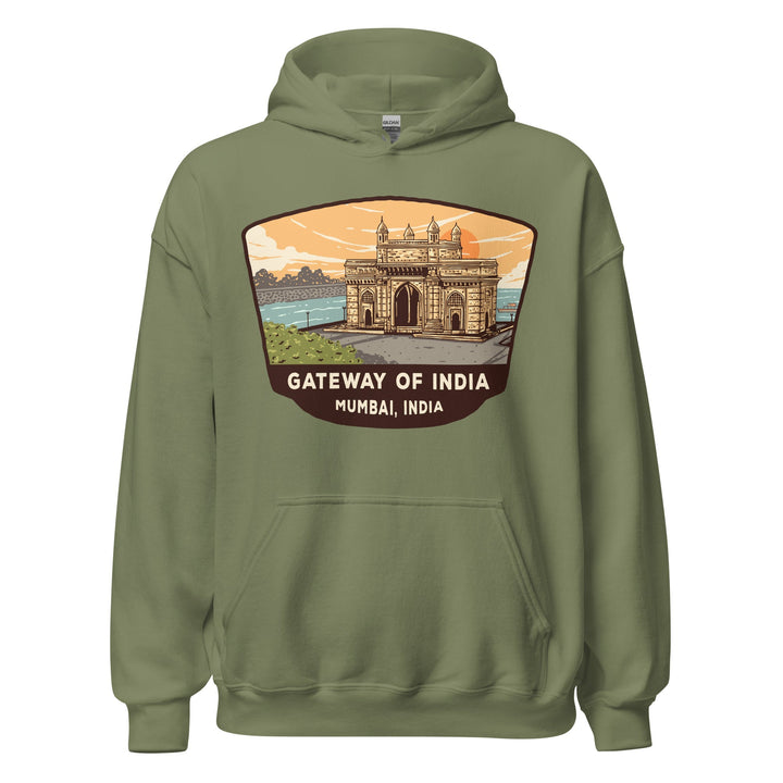 Gateway Of India Unisex Hoodie Military Green / S Landmark