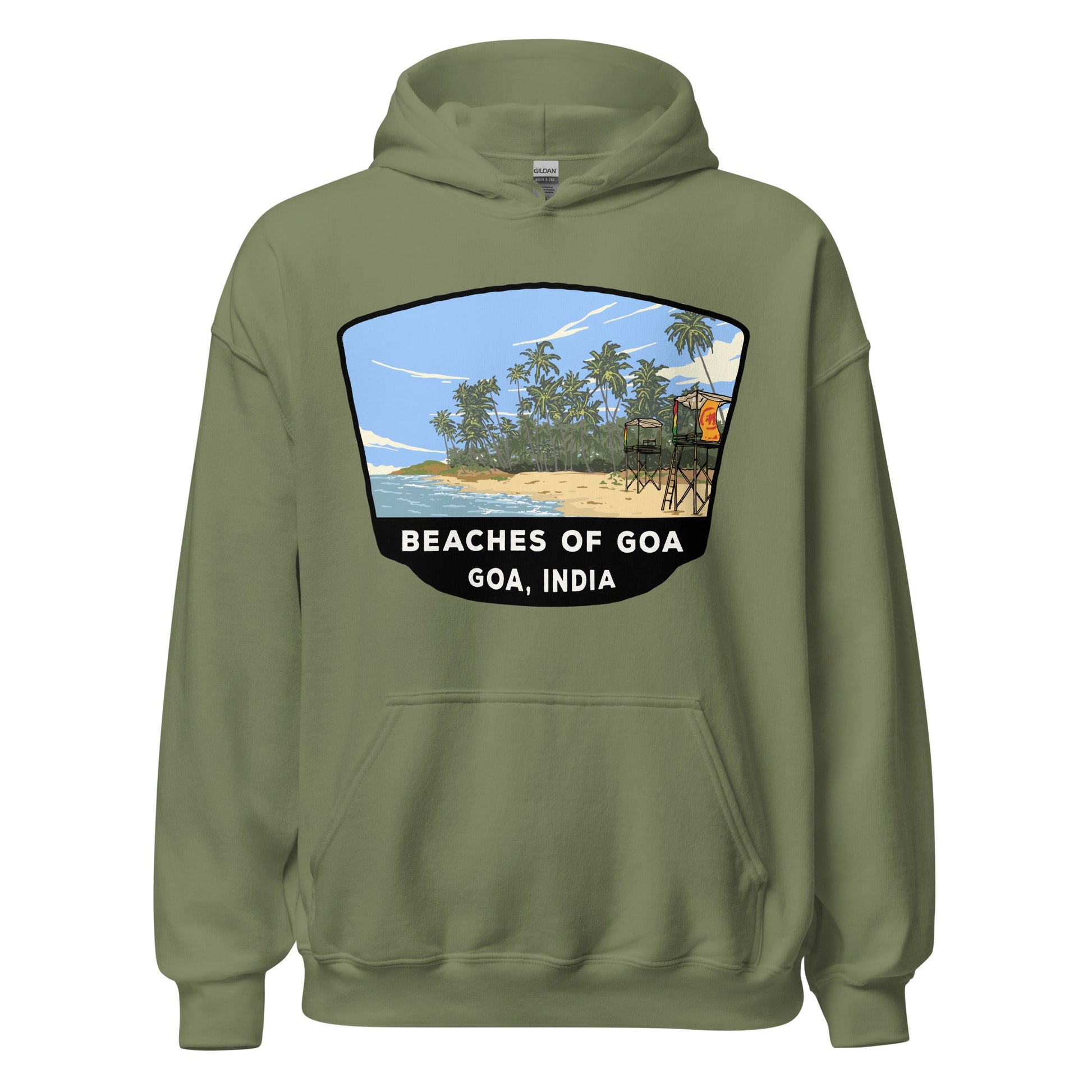 Beaches Of Goa Unisex Hoodie Military Green / S Landmark