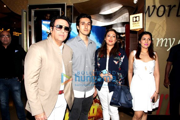 Govinda with wife Sunita Ahuja, son Yashvardhan Ahuja, and daughter Tina Ahuja at the trailer launch of Govinda's movie ' Aa Gaya Hero '