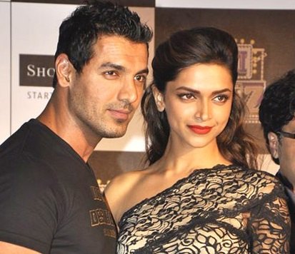 Abraham with Deepika Padukone during Desi Boyz promotions, 2011