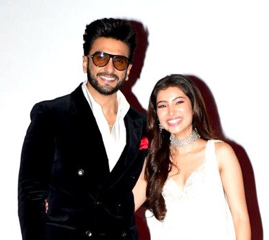 Singh with co-star Sara Arjun at the trailer launch for Dhurandhar in 2025