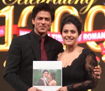 With co-star Kajol in 2014 celebrating 1000 weeks continuous showing of their film Dilwale Dulhania Le Jayenge