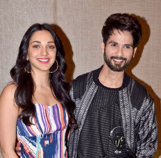 Kapoor and his co-star Kiara Advani at an event for Kabir Singh in 2019